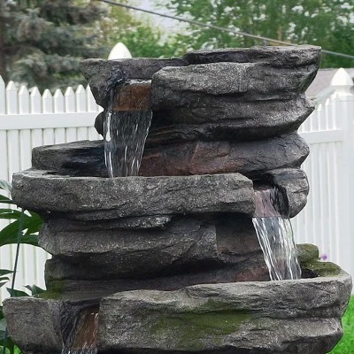 Sunnydaze Decor Sunnydaze 31"H Electric Polyresin And Fiberglass Lighted Cobblestone Waterfall Outdoor Water Fountain With LED Lights 8 Sunnydaze Decor Sunnydaze 31"H Electric Polyresin And Fiberglass Lighted Cobblestone Waterfall Outdoor Water Fountain With LED Lights - Image 6
