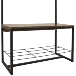 Sunnydaze Decor Sunnydaze Indoor Industrial-Style Hall Tree Bench With Coat/Shoe Rack - MDP Shelves With Powder-Coated Steel Frame - Brown - 67 In -Sunnydaze Decor GUEST 3c7e2ed8 a0de 46d0 bf1d d1566ab94ce5