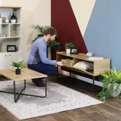 Sunnydaze Decor Sunnydaze Indoor Industrial-Style Sideboard Buffet Table - MDP With Powder-Coated Steel Frame - Brown -Sunnydaze Decor GUEST 3d7616d8 d56c 4ed1 9f55 bedf17835634