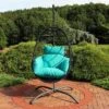 Sunnydaze Decor Sunnydaze Outdoor Resin Wicker Patio Penelope Hanging Basket Egg Chair Swing With Cushions, Headrest, And Steel Stand Set - 3pc -Sunnydaze Decor GUEST 3dd25139 89c0 4ab9 9964 2b72d96da2f9