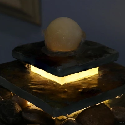 Sunnydaze Decor Sunnydaze Indoor Home Office Slate And Polished Stone Ball Tiered Tabletop Water Fountain With LED Light - 8" 12 Sunnydaze Decor Sunnydaze Indoor Home Office Slate And Polished Stone Ball Tiered Tabletop Water Fountain With LED Light - 8" - Image 10