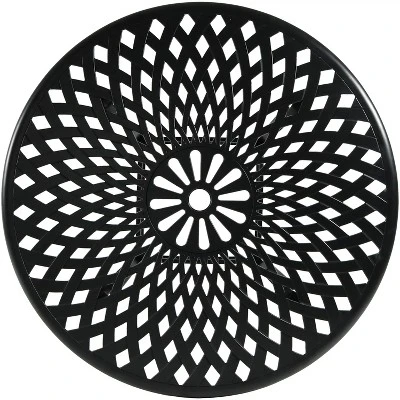 Sunnydaze Decor Sunnydaze Outdoor Crossweave Design Black Cast Aluminum Round Patio Dining Table With Umbrella Hole 8 Sunnydaze Decor Sunnydaze Outdoor Crossweave Design Black Cast Aluminum Round Patio Dining Table With Umbrella Hole - Image 6