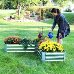 Sunnydaze Decor Sunnydaze Outdoor Galvanized Steel L-Shaped Raised Garden Bed For Plants, Vegetables, And Flowers - 59.5" -Sunnydaze Decor GUEST 3efacc46 772b 4961 9a74 18bda15084e3
