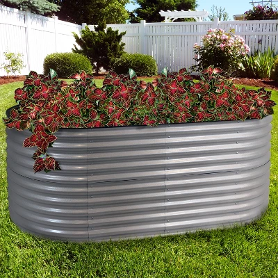 Sunnydaze Decor Sunnydaze Large Oval Steel Raised Garden Bed - Stand-Up Height - 79" W X 32" H 3 Sunnydaze Decor Sunnydaze Large Oval Steel Raised Garden Bed - Stand-Up Height - 79" W X 32" H