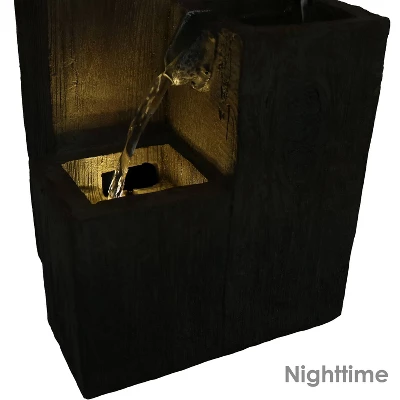 Sunnydaze Decor Sunnydaze Indoor Home Office Polyresin Faux Wooden Tiered Columns Tabletop Fountain With LED Lights - 13" 8 Sunnydaze Decor Sunnydaze Indoor Home Office Polyresin Faux Wooden Tiered Columns Tabletop Fountain With LED Lights - 13" - Image 6