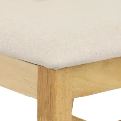 Sunnydaze Decor Sunnydaze Indoor 5-Piece Solid Rubberwood Dining Table And Chairs Set - Natural With Beige Cushions -Sunnydaze Decor GUEST 4052d71b cfc3 4580 89f7 68b4faca8455