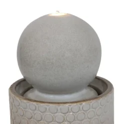 Sunnydaze Decor Sunnydaze Modern Orb On Circle-Pattern Base Ceramic Outdoor Fountain With LED Lights, Gray -Sunnydaze Decor GUEST 40e5aca1 62d8 4c8f bf23 14cc81506e92