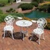Sunnydaze Decor Sunnydaze Flower Design Cast Aluminum Bistro Set With Cast Iron Legs, White, 3pc 2 Sunnydaze Decor Sunnydaze Flower Design Cast Aluminum Bistro Set With Cast Iron Legs, White, 3pc -Sunnydaze Decor GUEST 4134ad74 926d 4b31 ac5d 4f53c757daa8