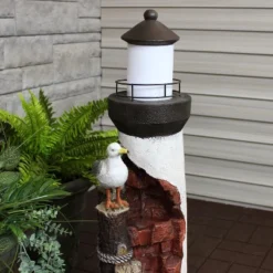 Sunnydaze Decor Sunnydaze 36"H Electric Polyresin Gull's Cove Lighthouse Outdoor Water Fountain With LED Light -Sunnydaze Decor GUEST 41c6837c c4c4 4941 8707 bc345f14016d