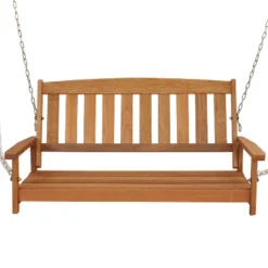 Sunnydaze Decor Sunnydaze Outdoor 2-Person Wooden Porch Swing With Hanging Chains - 47" - Brown -Sunnydaze Decor GUEST 421c77b3 0025 4bb0 82ad 10c93b93c415