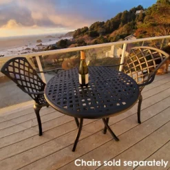 Sunnydaze Decor Sunnydaze Round Lattice Design Cast Aluminum Outdoor Patio Table With Umbrella Hole, Black 12 Sunnydaze Decor Sunnydaze Round Lattice Design Cast Aluminum Outdoor Patio Table With Umbrella Hole, Black -Sunnydaze Decor GUEST 42992110 d6c5 488d bd73 292aee1239c7