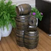 Sunnydaze Decor Sunnydaze 29"H Electric Polyresin Stacked Whiskey Barrel Outdoor Water Fountain With LED Lights