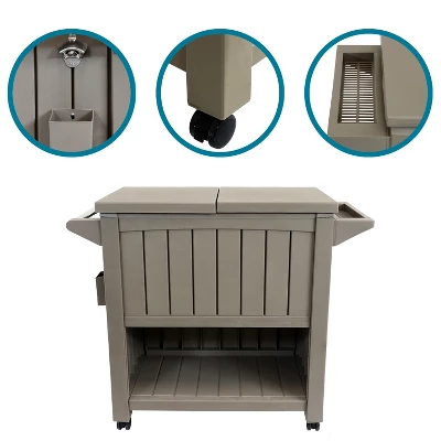 Sunnydaze Decor Sunnydaze Rolling Patio Serving Cart With Prep Table, Cooler And Storage 9 Sunnydaze Decor Sunnydaze Rolling Patio Serving Cart With Prep Table, Cooler And Storage - Image 7
