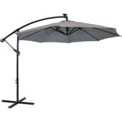 Sunnydaze Decor Sunnydaze Outdoor Steel Cantilever Offset Patio Umbrella With Solar LED Lights, Air Vent, Crank, And Base - 9' -Sunnydaze Decor GUEST 448bcd29 fb9c 4e66 8e85 8226c224b6b4