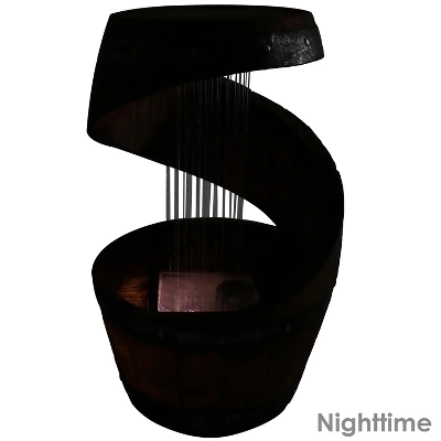 Sunnydaze Decor Sunnydaze 25"H Electric Resin Spiraling Barrel Outdoor Water Fountain With LED Lights 4 Sunnydaze Decor Sunnydaze 25"H Electric Resin Spiraling Barrel Outdoor Water Fountain With LED Lights - Image 2