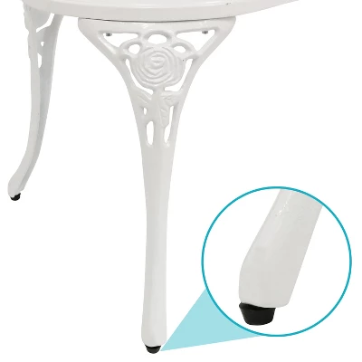 Sunnydaze Decor Sunnydaze 2-Person Classic Rose Design Cast Aluminum Outdoor Garden Bench, White 5 Sunnydaze Decor Sunnydaze 2-Person Classic Rose Design Cast Aluminum Outdoor Garden Bench, White - Image 3