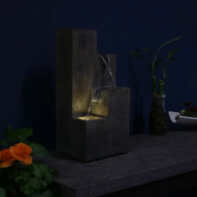 Sunnydaze Decor Sunnydaze Indoor Home Office Polyresin Faux Wooden Tiered Columns Tabletop Fountain With LED Lights - 13" 12 Sunnydaze Decor Sunnydaze Indoor Home Office Polyresin Faux Wooden Tiered Columns Tabletop Fountain With LED Lights - 13" - Image 10