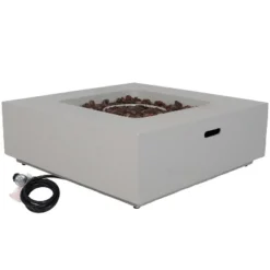 Sunnydaze Decor Sunnydaze Contempo Outdoor Propane Gas Fire Pit Bowl With Weather-Resistant Durable Cover And Lava Rocks - 34" Square -Sunnydaze Decor GUEST 46c29b68 3c53 4b90 8f2f c20f9c6c075d