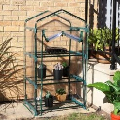 Sunnydaze Decor Sunnydaze Outdoor Portable Growing Rack 3-Tier Greenhouse With Roll-Up Door - 3 Shelves - Clear -Sunnydaze Decor GUEST 4712f0b4 d766 4309 99c7 32220ae1092c