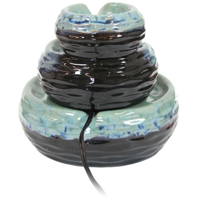 Sunnydaze Decor Sunnydaze Indoor Home Decorative Glazed Ceramic 3-Tiered Modern Textured Bowls Tabletop Water Fountain - 7" 7 Sunnydaze Decor Sunnydaze Indoor Home Decorative Glazed Ceramic 3-Tiered Modern Textured Bowls Tabletop Water Fountain - 7" - Image 5