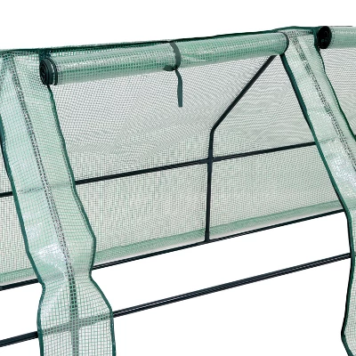 Sunnydaze Decor Sunnydaze Outdoor Portable Slanted Top Plant Shelter Mini Cloche Greenhouse With Zipper Doors - 36" - Green 4 Sunnydaze Decor Sunnydaze Outdoor Portable Slanted Top Plant Shelter Mini Cloche Greenhouse With Zipper Doors - 36" - Green - Image 2