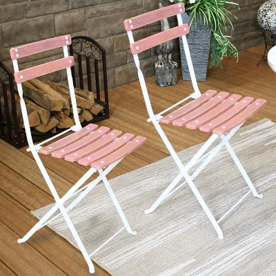 Sunnydaze Decor Sunnydaze Indoor/Outdoor Patio Or Dining Classic Cafe Chestnut Wooden Folding Bistro Chair - Antique Pink - 4pk 3 Sunnydaze Decor Sunnydaze Indoor/Outdoor Patio Or Dining Classic Cafe Chestnut Wooden Folding Bistro Chair - Antique Pink - 4pk