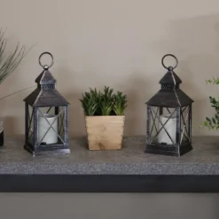 Sunnydaze Decor Sunnydaze 10" Yorktown Black Traditional Style Plastic And Glass Battery Operated Indoor LED Candle Lantern -Sunnydaze Decor GUEST 497eb98a 075e 44ec 8972 5b76495178da