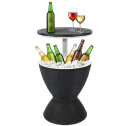 Sunnydaze Decor Sunnydaze Rattan Design Patio Bar Cooler Table With Height-Adjustable Tabletop - Phantom Gray 17 Sunnydaze Decor Sunnydaze Rattan Design Patio Bar Cooler Table With Height-Adjustable Tabletop - Phantom Gray -Sunnydaze Decor GUEST 4a525f7e 6681 421f 902d 8c3883ecb5f5