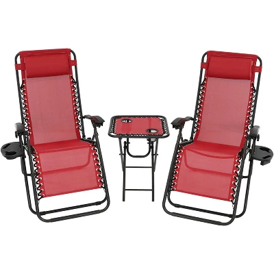 Sunnydaze Decor Sunnydaze Outdoor Fade-Resistant Zero Gravity Chairs With Patio Table, Cup Holders, And Pillows - 2-Pack 15 Sunnydaze Decor Sunnydaze Outdoor Fade-Resistant Zero Gravity Chairs With Patio Table, Cup Holders, And Pillows - 2-Pack - Image 13