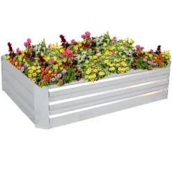 Sunnydaze Decor Sunnydaze Raised Corrugated Galvanized Steel Rectangle Garden Bed For Plants, Vegetables, And Flowers - 47" W X 11.75" H -Sunnydaze Decor GUEST 4c00c7c7 a4aa 4bcc b054 7f5f4cb95777