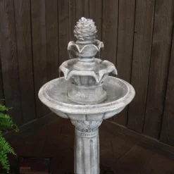 Sunnydaze Decor Sunnydaze Outdoor Solar Powered Ornate Elegance Tiered Water Fountain With Battery Backup And LED Light - 41" -Sunnydaze Decor GUEST 4e8648a5 ead7 451a 95f6 ca33b6336346