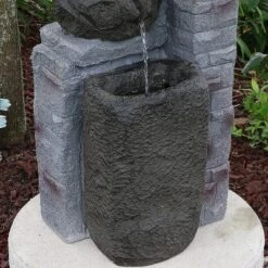 Sunnydaze Decor Sunnydaze Outdoor Polyresin Solar Powered Stone Bowls Water Fountain With LED Lights And Backup Battery - 30" -Sunnydaze Decor GUEST 4eabd169 20c0 4241 90ff 16c502edbbe9