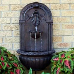 Sunnydaze Decor Sunnydaze 27"H Electric Polystone Florence Outdoor Wall-Mount Water Fountain