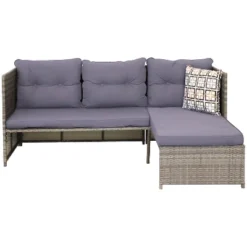Sunnydaze Decor Sunnydaze Outdoor Longford Patio Sectional Sofa Conversation Set With Cushions And Table - 3pc -Sunnydaze Decor GUEST 4fb978f4 d68c 454f a83c 60f480b674da