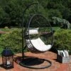 Sunnydaze Decor Sunnydaze Outdoor Resin Wicker Patio Caroline Lounge Hanging Basket Egg Chair Swing With Cushions And Steel Stand Set- 3pc -Sunnydaze Decor GUEST 51d61288 d888 42f1 a0b4 2b4f3a2ecb77