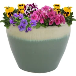 Sunnydaze Decor Sunnydaze Chalet Outdoor/Indoor High-Fired Glazed UV- And Frost-Resistant Ceramic Planter With Drainage Holes - 15" Diameter -Sunnydaze Decor GUEST 51d8bff7 4cb1 4143 9883 c1b7552769d8