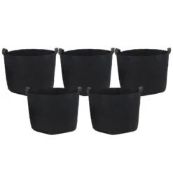 Sunnydaze Decor Sunnydaze Garden Grow Bag With Handles Nonwoven Polypropylene Fabric, Black, 5pc -Sunnydaze Decor GUEST 5221c46d 5601 423e 8086 60df3c47bab7