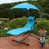 Sunnydaze Decor Sunnydaze Outdoor Hanging Chaise Floating Lounge Chair With Canopy Umbrella And Arc Stand -Sunnydaze Decor GUEST 52bb14e9 e13b 412c a8fe 93cc0f5ce3b5