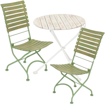 Sunnydaze Decor Sunnydaze Indoor/Outdoor Shabby Chic Cafe Chestnut Wood Folding Bistro Table And Chairs - 3pc 11 Sunnydaze Decor Sunnydaze Indoor/Outdoor Shabby Chic Cafe Chestnut Wood Folding Bistro Table And Chairs - 3pc - Image 9