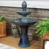 Sunnydaze Decor Sunnydaze 38"H Electric Ceramic 2-Tier Outdoor Water Feature With LED Lights, Green -Sunnydaze Decor GUEST 5316f0e0 5411 4e4e 9ba5 1e1411e6128b
