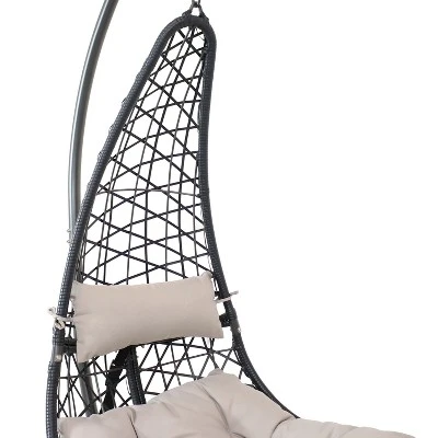 Sunnydaze Decor Sunnydaze Outdoor Resin Wicker Patio Phoebe Hanging Basket Egg Chair Swing With Cushions And Headrest- 2pc 4 Sunnydaze Decor Sunnydaze Outdoor Resin Wicker Patio Phoebe Hanging Basket Egg Chair Swing With Cushions And Headrest- 2pc - Image 2