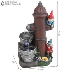 Sunnydaze Decor Sunnydaze 16"H Electric Polyresin Gnomes Climbing Fire Hydrant Outdoor Water Fountain With LED Light -Sunnydaze Decor GUEST 53f0e9fa 5827 415a 9a13 32e2b0c7720e
