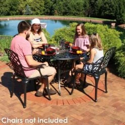 Sunnydaze Decor Sunnydaze Outdoor Crossweave Design Black Cast Aluminum Round Patio Dining Table With Umbrella Hole 12 Sunnydaze Decor Sunnydaze Outdoor Crossweave Design Black Cast Aluminum Round Patio Dining Table With Umbrella Hole -Sunnydaze Decor GUEST 56c78f3c 3fd7 4e6e b803 5747513646a3