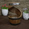 Sunnydaze Decor Sunnydaze 25"H Electric Resin Spiraling Barrel Outdoor Water Fountain With LED Lights