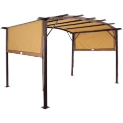Sunnydaze Decor Sunnydaze 9' X 12' Metal Arched Pergola With Retractable Canopy -Sunnydaze Decor GUEST 5743a480 e82f 4d2b 824c cb8ccd813129