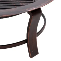 Sunnydaze Decor Sunnydaze Outdoor Portable Camping Or Backyard Elevated Round Fire Pit Bowl With Stand, Spark Screen, Wood Grate, And Log Poker - 29" - Bronze -Sunnydaze Decor GUEST 57af6fb3 e0df 4a8c ad42 71a67993a621