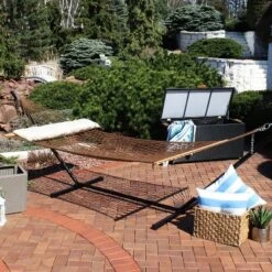 Sunnydaze Decor 7 Sunnydaze Decor Sunnydaze Double Wide 2-Person Polyester Rope Hammock With Spreader Bars - 400-Pound Weight Capacity