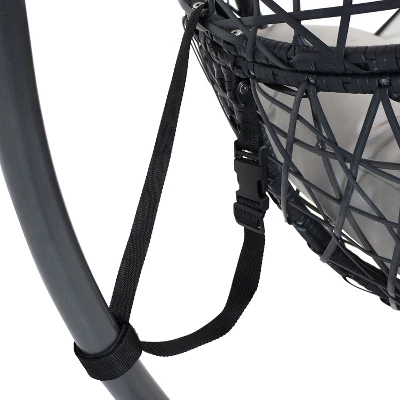 Sunnydaze Decor Sunnydaze Outdoor Resin Wicker Patio Phoebe Hanging Basket Egg Chair Swing With Cushions And Headrest- 2pc 7 Sunnydaze Decor Sunnydaze Outdoor Resin Wicker Patio Phoebe Hanging Basket Egg Chair Swing With Cushions And Headrest- 2pc - Image 5