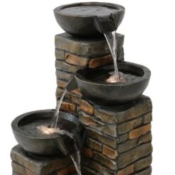 Sunnydaze Decor Sunnydaze 34"H Electric Polyresin Staggered Bowls Tiered Outdoor Water Fountain With LED Lights -Sunnydaze Decor GUEST 586bce2d deb7 48bc 8cdf a72d234dd13d