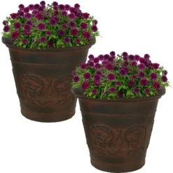 Sunnydaze Decor Sunnydaze Indoor/Outdoor Patio, Garden, Or Porch Weather-Resistant Double-Walled Arabella Flower Pot Planter - 16" - Rust Finish -Sunnydaze Decor GUEST 59c5b441 34a4 45d4 bbc6 d658f8f76082